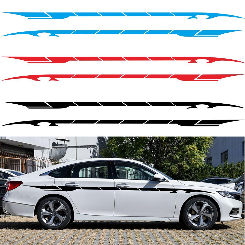 2pcs 350cm Car Side Body Door Graphics Long Stripe Vinyl Decals Decor Sticker  white - Premium Car Stickers & Covers from Rapidvehicles - Just $23.79! Shop now at Rapidvehicles