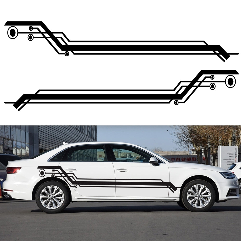 2pcs Car Body Side Door Decals Graphic Stickers 235cm Geometric Stripe Universal black - Premium Car Stickers & Covers from Rapidvehicles - Just $34.60! Shop now at Rapidvehicles