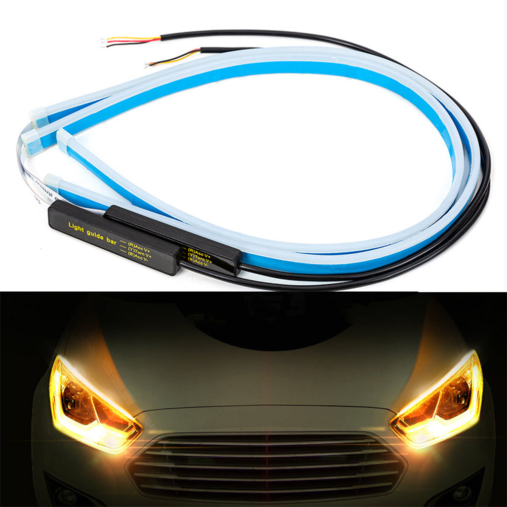 Ultrafine Cars LED Daytime Running Lights White Turn Signal Yellow Guide Strip for Headlight 45CM ice blue yellow - Premium Car LED Lights from Rapidvehicles - Just $21.96! Shop now at Rapidvehicles