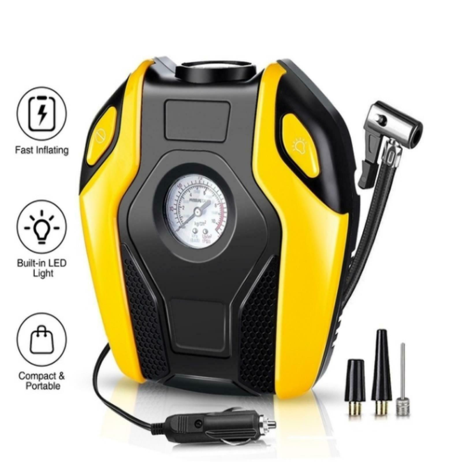 12V Portable Air Compressor Pump Tire Inflator Car Truck Bicycle Supplies Yellow - Premium Other Car Tools from Rapidvehicles - Just $47.14! Shop now at Rapidvehicles