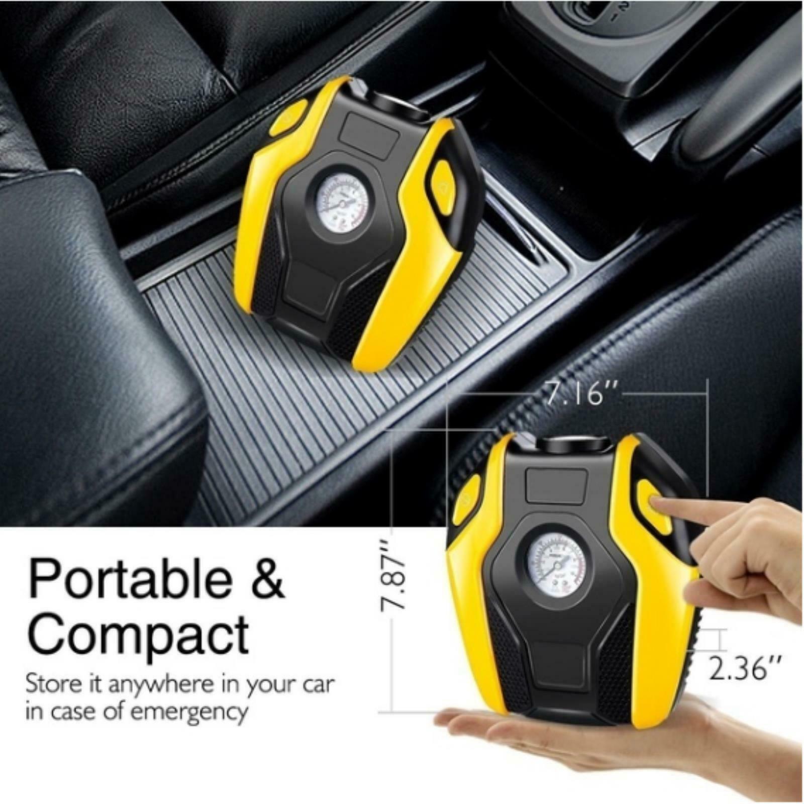 12V Portable Air Compressor Pump Tire Inflator Car Truck Bicycle Supplies Yellow - Premium Other Car Tools from Rapidvehicles - Just $47.14! Shop now at Rapidvehicles