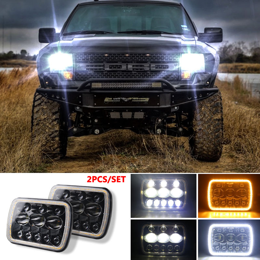 For Jeep Wrangler 500 W 30000LM 7 inch LED Headlights 5X7/7X6 Led Beam Headlamp Led Headlight Angel eyes (three eyes eight beads) with halo - Premium Car LED Lights from Rapidvehicles - Just $95.03! Shop now at Rapidvehicles