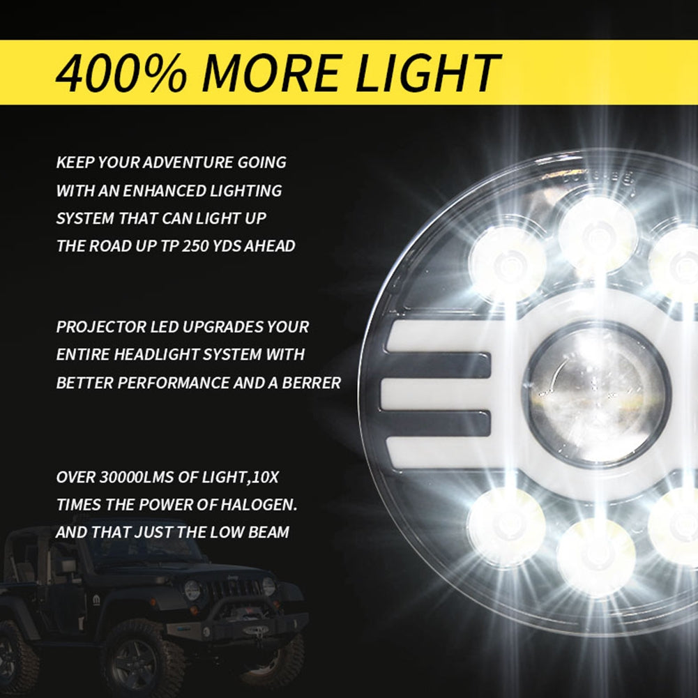 500 W 30000LM 7 inch LED Yellow and White Halo Angel Eye - Premium Car LED Lights from Rapidvehicles - Just $81.99! Shop now at Rapidvehicles