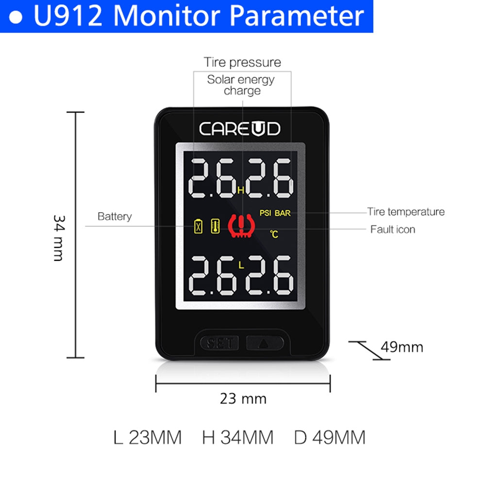 U912- WF Car TPMS Auto Wireless Tire Pressure Monitoring System 4 External Sensors LCD Display Embedded Monitor for HONDA black - Premium OBD & Diagnostic Tools from Rapidvehicles - Just $79.99! Shop now at Rapidvehicles