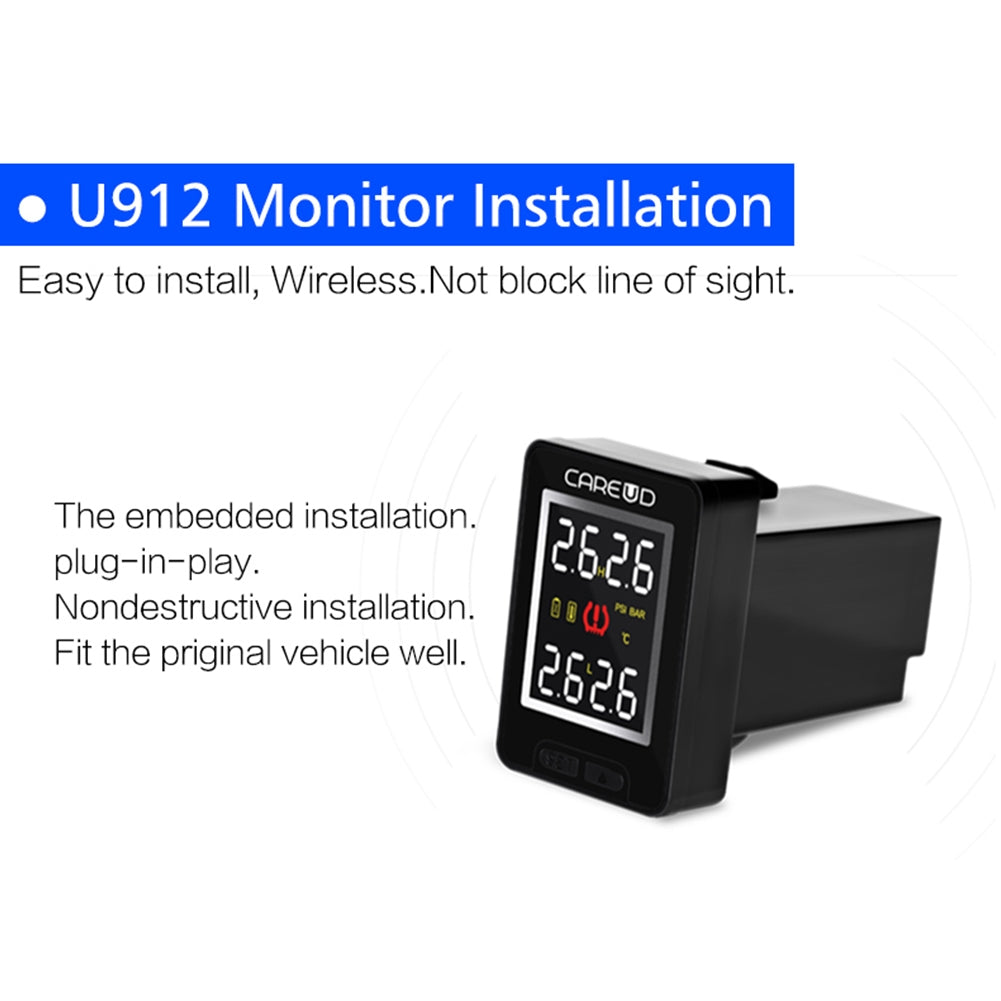 U912- WF Car TPMS Auto Wireless Tire Pressure Monitoring System 4 External Sensors LCD Display Embedded Monitor for HONDA black - Premium OBD & Diagnostic Tools from Rapidvehicles - Just $79.99! Shop now at Rapidvehicles