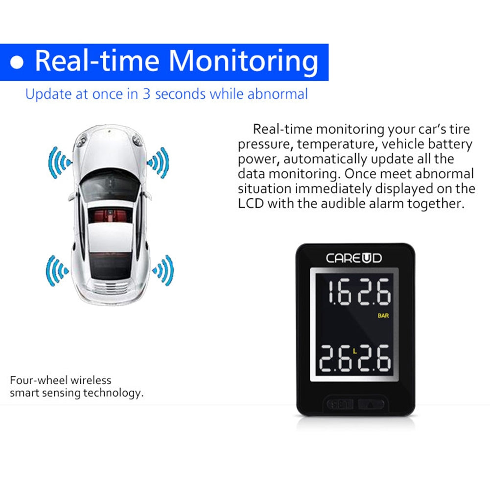 U912- WF Car TPMS Auto Wireless Tire Pressure Monitoring System 4 External Sensors LCD Display Embedded Monitor for HONDA black - Premium OBD & Diagnostic Tools from Rapidvehicles - Just $79.99! Shop now at Rapidvehicles