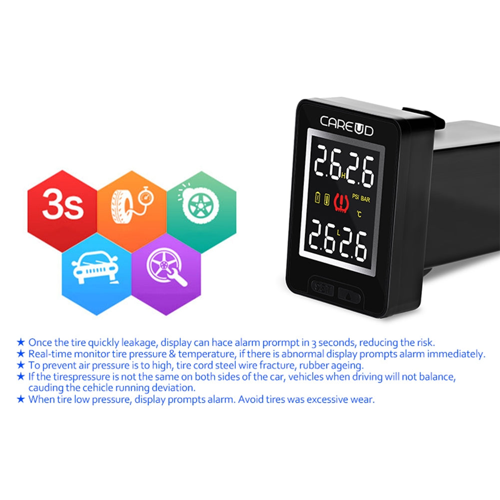 U912-TJ For Honda Car Wireless TPMS Tire Pressure Monitoring System Built-in Sensor LCD Display Embedded Monitor black - Premium OBD & Diagnostic Tools from Rapidvehicles - Just $81.99! Shop now at Rapidvehicles