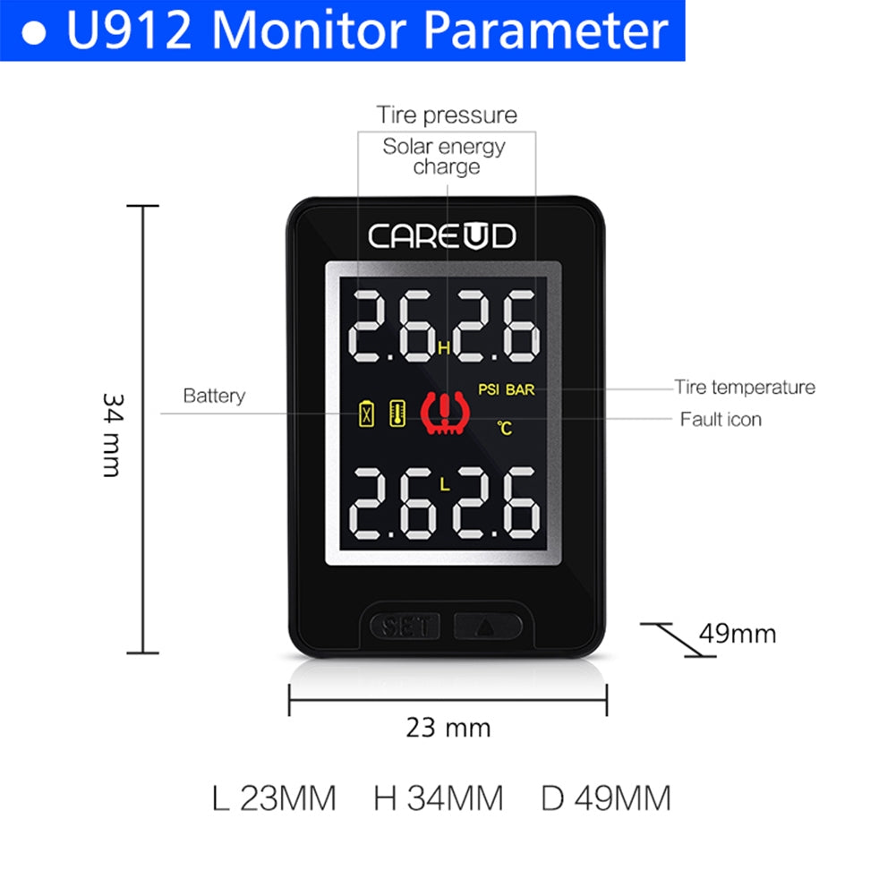 U912-TJ For Honda Car Wireless TPMS Tire Pressure Monitoring System Built-in Sensor LCD Display Embedded Monitor black - Premium OBD & Diagnostic Tools from Rapidvehicles - Just $81.99! Shop now at Rapidvehicles