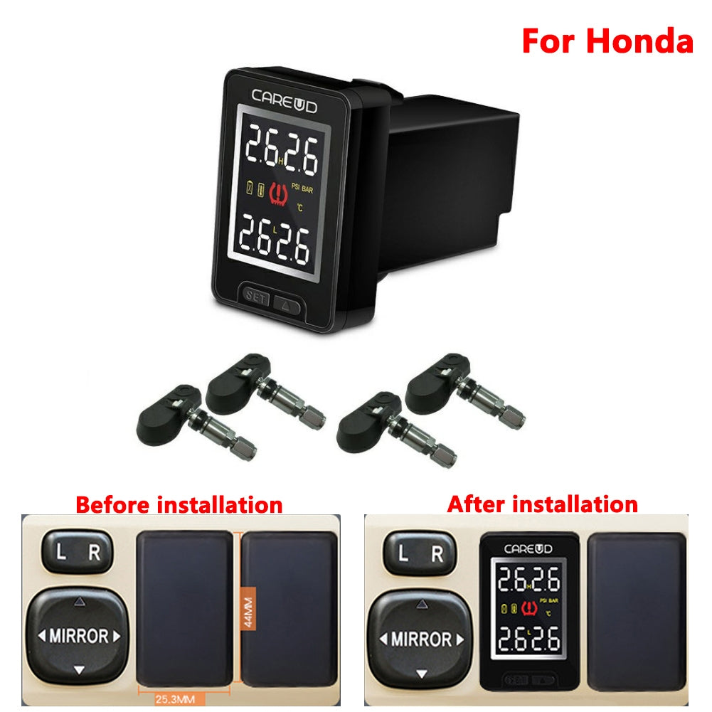 U912-TJ For Honda Car Wireless TPMS Tire Pressure Monitoring System Built-in Sensor LCD Display Embedded Monitor black - Premium OBD & Diagnostic Tools from Rapidvehicles - Just $81.99! Shop now at Rapidvehicles