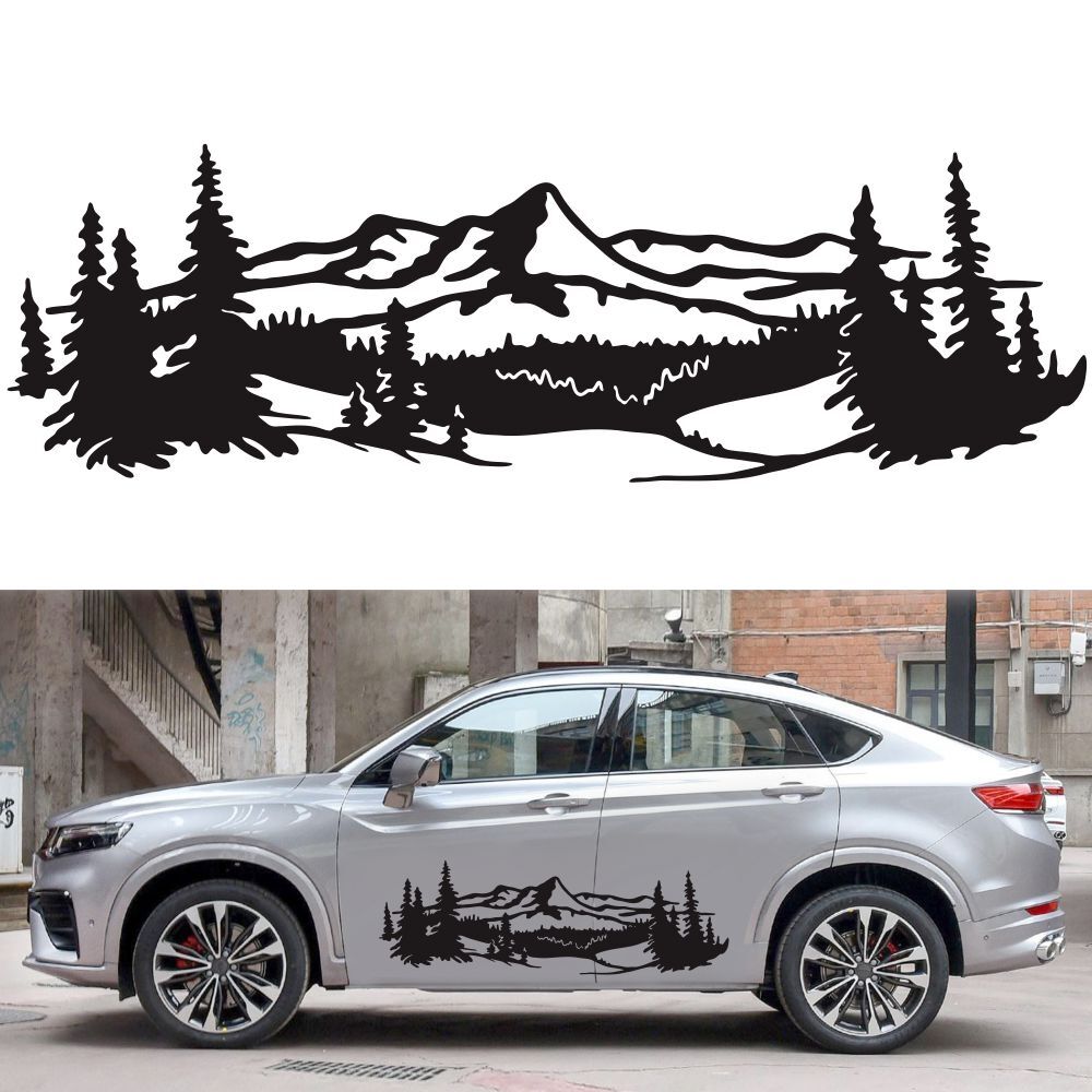 2 Pcs 50 * 150cm Universal Tree Sticker Mountain Scene Northern Great Car Sticker Vinyl Truck Rv Toy Transporter Accessories Vehicles Cars black - Premium Car Stickers & Covers from Rapidvehicles - Just $28.28! Shop now at Rapidvehicles