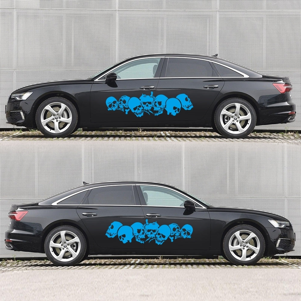 Skulls Bones Pattern Car Truck Vinyl Side Body Graphics Stickers Scratch Decal blue - Premium Car Stickers & Covers from Rapidvehicles - Just $30! Shop now at Rapidvehicles