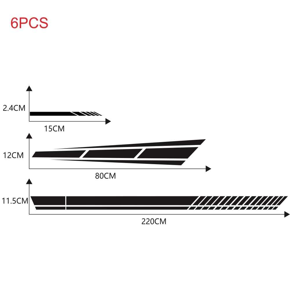 6PCS Long Stripe Graphics Car Racing Side Body Hood Mirror Vinyl Decal Sticker yellow - Premium Car Stickers & Covers from Rapidvehicles - Just $30.17! Shop now at Rapidvehicles