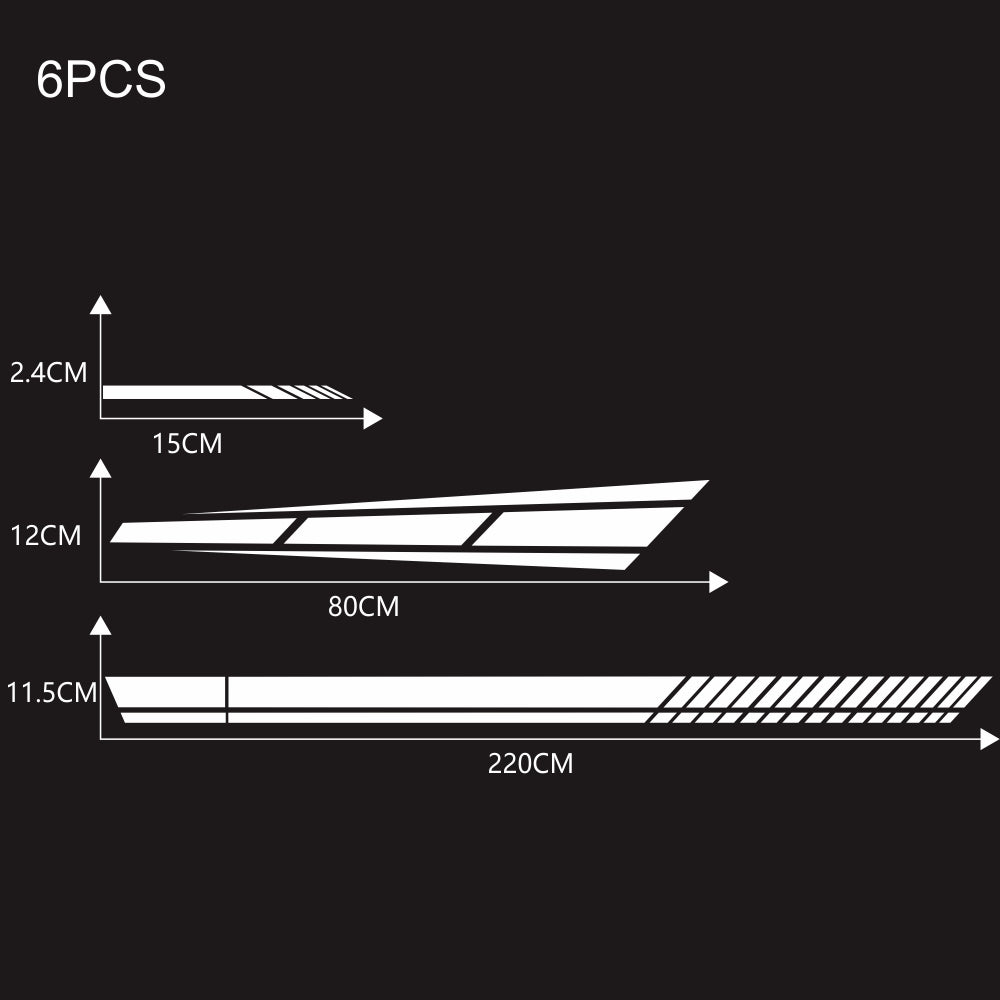 6PCS Long Stripe Graphics Car Racing Side Body Hood Mirror Vinyl Decal Sticker white - Premium Car Stickers & Covers from Rapidvehicles - Just $30.30! Shop now at Rapidvehicles