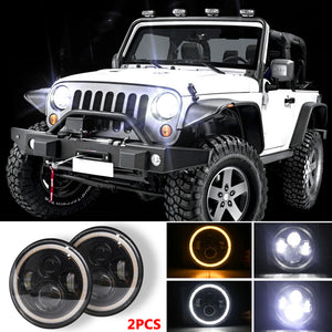 7 INCH 140W  LED Headlights Halo Angle Eye For Jeep Wrangler CJ JK LJ 97-17 - Premium Car LED Lights from Rapidvehicles - Just $86.11! Shop now at Rapidvehicles