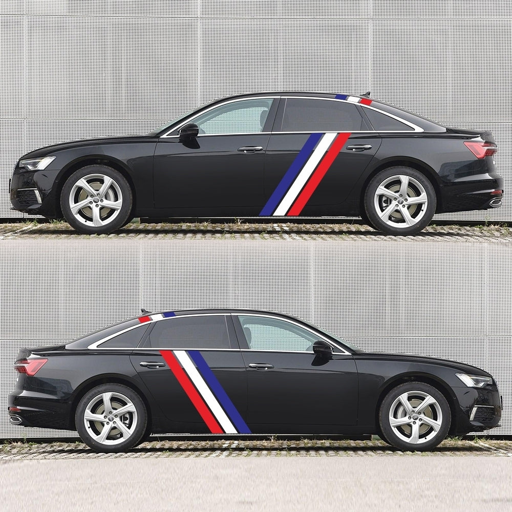 D-1045 Tricolor Lines Custom Vinyl Decal Car Body Door Side Stickers Stripes Racing Style for Bmw Audi Kia Honda Toyota Style 2 - Premium Car Stickers & Covers from Rapidvehicles - Just $36.66! Shop now at Rapidvehicles