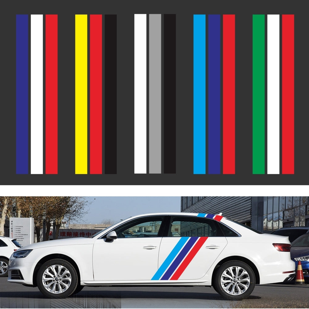 D-1045 Tricolor Lines Custom Vinyl Decal Car Body Door Side Stickers Stripes Racing Style for Bmw Audi Kia Honda Toyota Style 4 - Premium Car Stickers & Covers from Rapidvehicles - Just $36.66! Shop now at Rapidvehicles