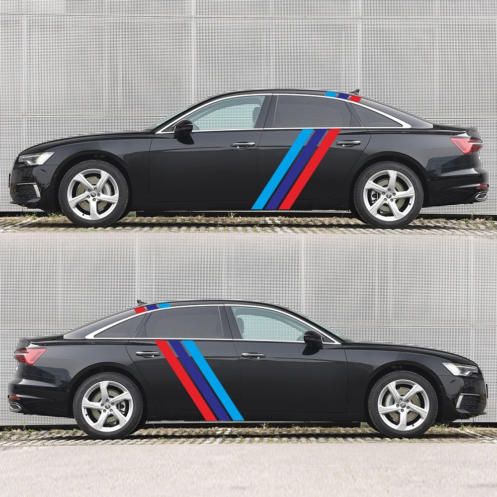 D-1045 Tricolor Lines Custom Vinyl Decal Car Body Door Side Stickers Stripes Racing Style for Bmw Audi Kia Honda Toyota Style 4 - Premium Car Stickers & Covers from Rapidvehicles - Just $36.66! Shop now at Rapidvehicles