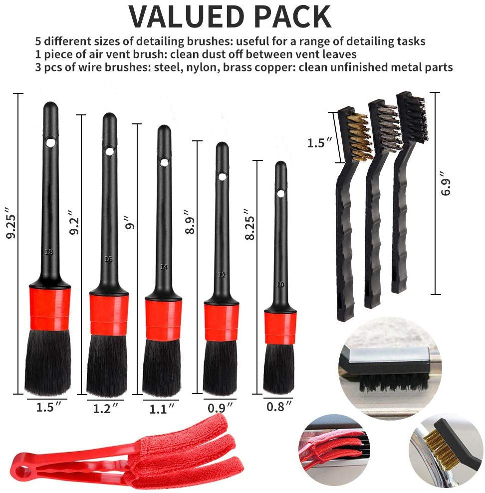 9pcs Car Detailing Brush Auto Detail Brush Set Automotive Detail - Premium Maintenance Tools from Rapidvehicles - Just $28.99! Shop now at Rapidvehicles