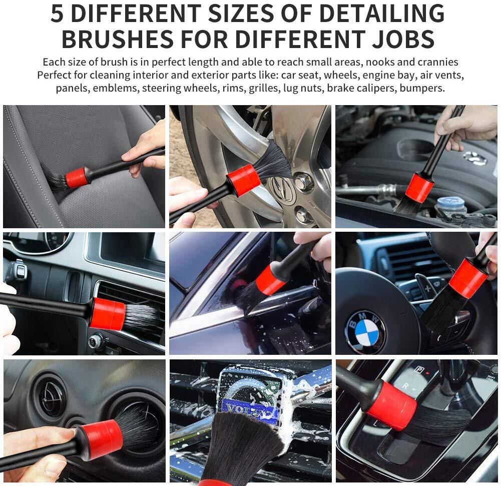 9pcs Car Detailing Brush Auto Detail Brush Set Automotive Detail Brushes Kit for Cleaning Car Interior Exterior - Premium Maintenance Tools from Rapidvehicles - Just $23.99! Shop now at Rapidvehicles