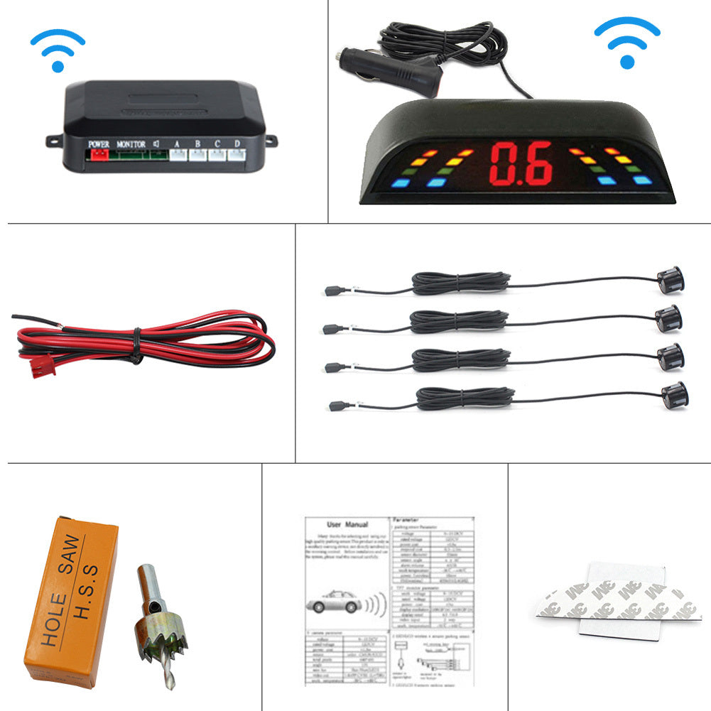 LED Wireless Parking Sensor Kit Parktronic 4 Sensors Auto Car Reverse Assistance Backup Radar Monitor System Black probe - Premium Security Alarm System from Rapidvehicles - Just $39.17! Shop now at Rapidvehicles