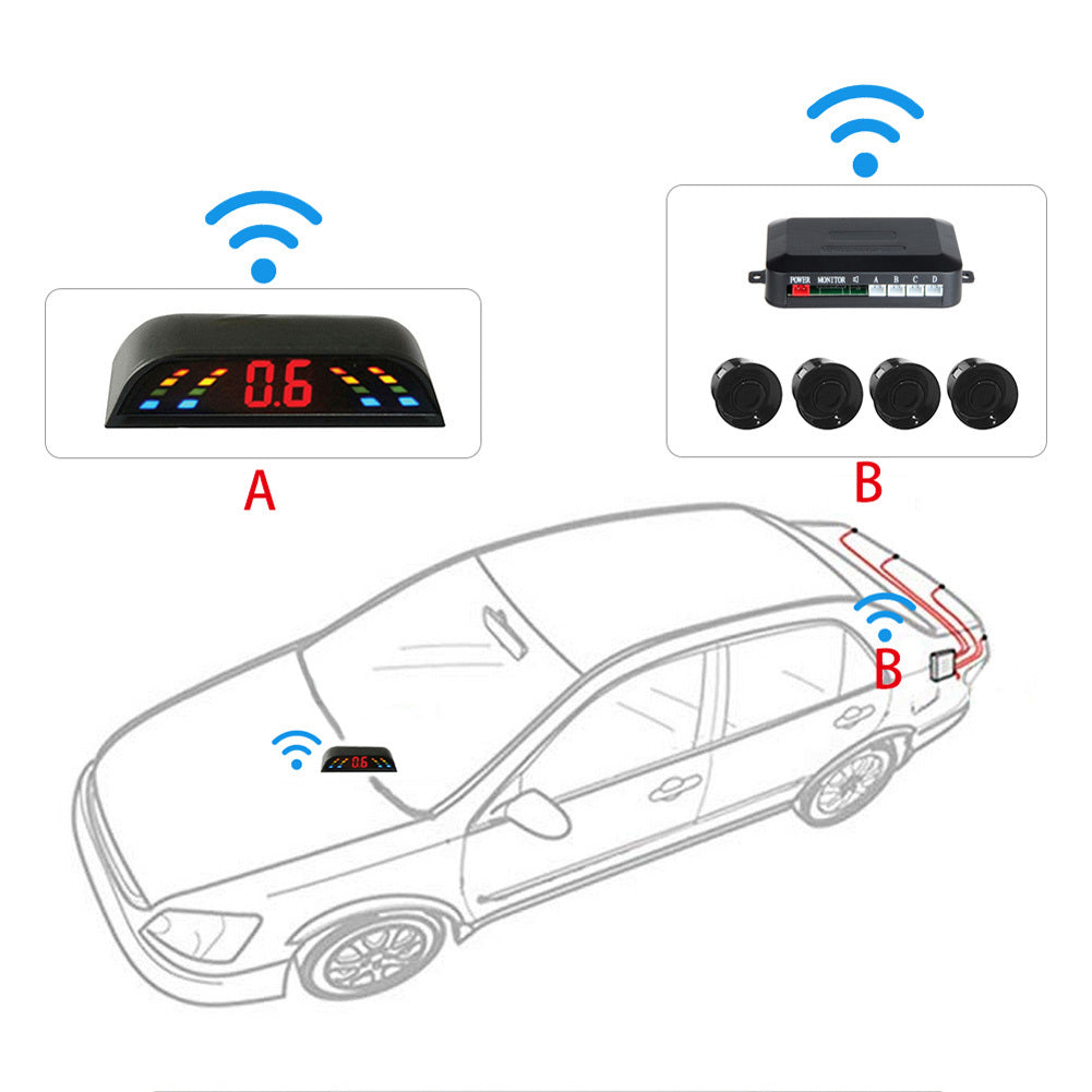 LED Wireless Parking Sensor Kit Parktronic 4 Sensors Auto Car Reverse Assistance Backup Radar Monitor System Black probe - Premium Security Alarm System from Rapidvehicles - Just $39.17! Shop now at Rapidvehicles