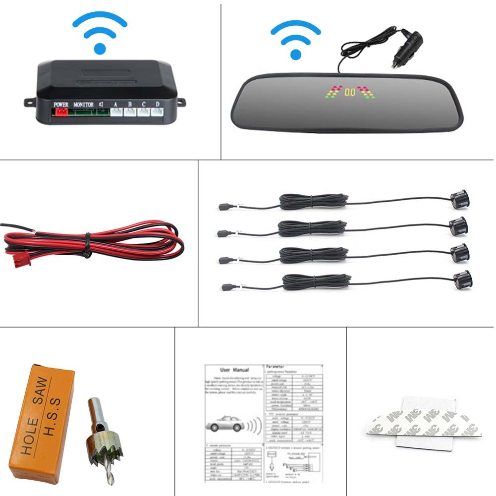 Car Reversing Parking Camera Wireless Parking Sensor Car Rear View Parking Sennor Kit Detector Led Display Automatic Auxiliary Car Parking Gray probe - Premium Car Rear View Camera from Rapidvehicles - Just $54.63! Shop now at Rapidvehicles