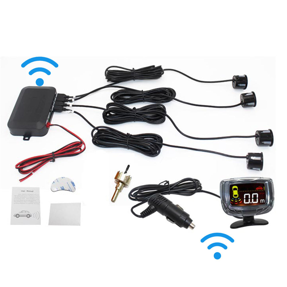 Wireless Car Parking Sensor Set LCD Display 4 Probe Backup Reversing Radar Monitor Detector System White probe - Premium Security Alarm System from Rapidvehicles - Just $53.32! Shop now at Rapidvehicles