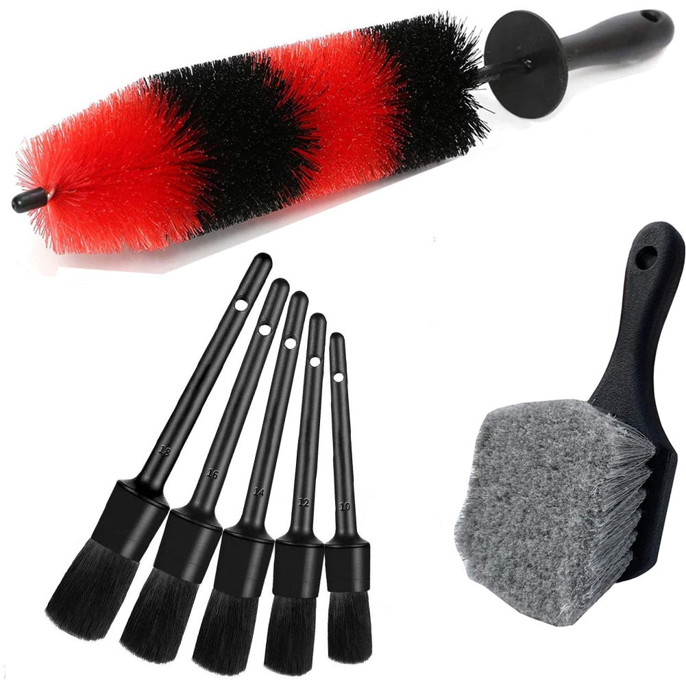 7pcs Wheel Tire Brush Car Detailing Kit Soft Wheel Brushcar Wash Kit red - Premium Car Wash Tools from Rapidvehicles - Just $26.70! Shop now at Rapidvehicles