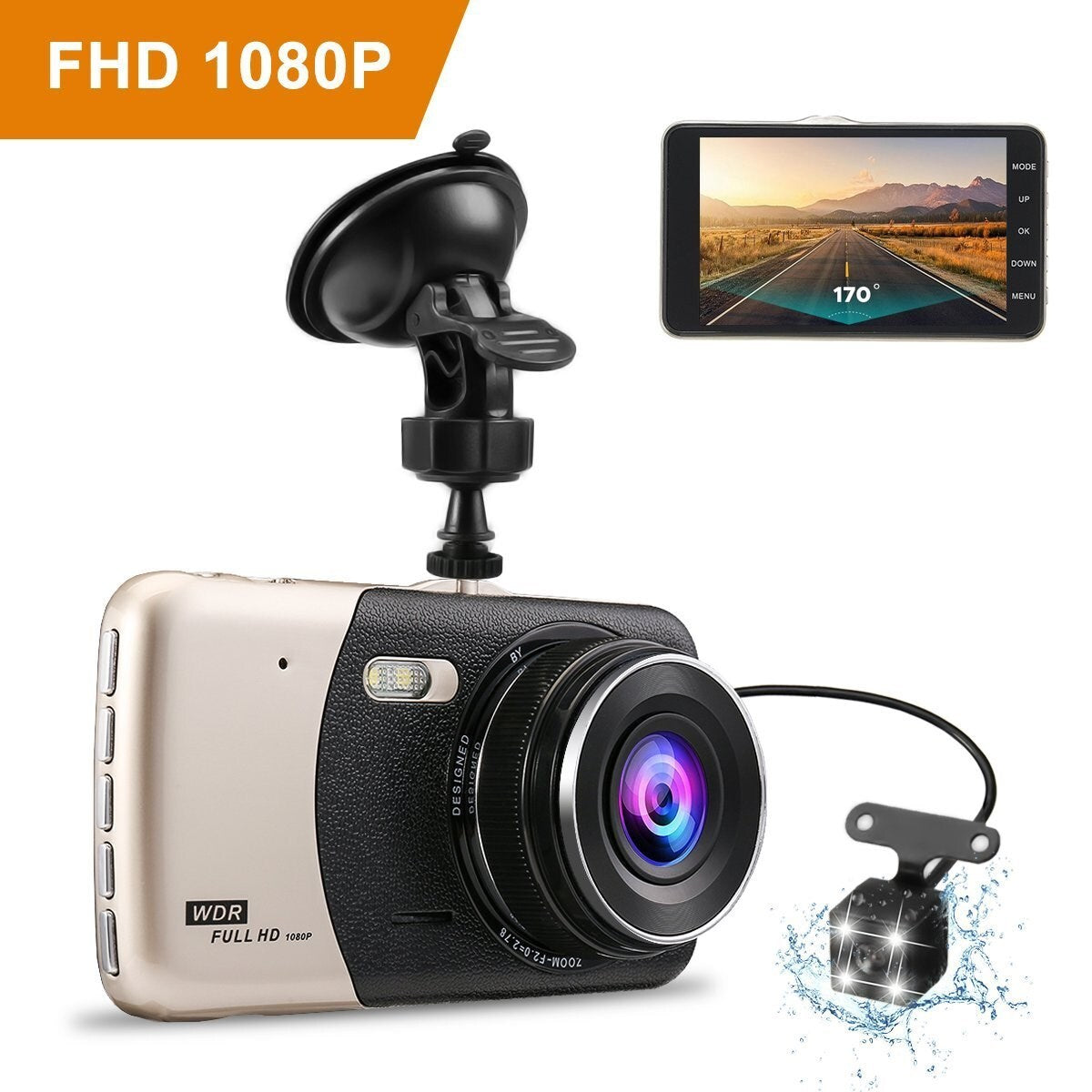 Car DVR Dash Camera Car Traffic Recorder HD Night Vision 1080P Dual Lens Reversing Image Integrative Camera  Silver + black - Premium Car DVR from Rapidvehicles - Just $50! Shop now at Rapidvehicles