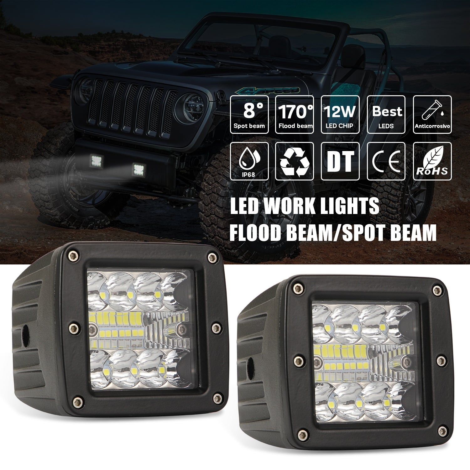 2pcs Aluminum Flush Mount Led Pods 48W Spot Flood Combo Off Road Led Recessed Driving Pods For Ute Bumper Reverse Lamps; - Premium Car LED Lights from Rapidvehicles - Just $47.70! Shop now at Rapidvehicles