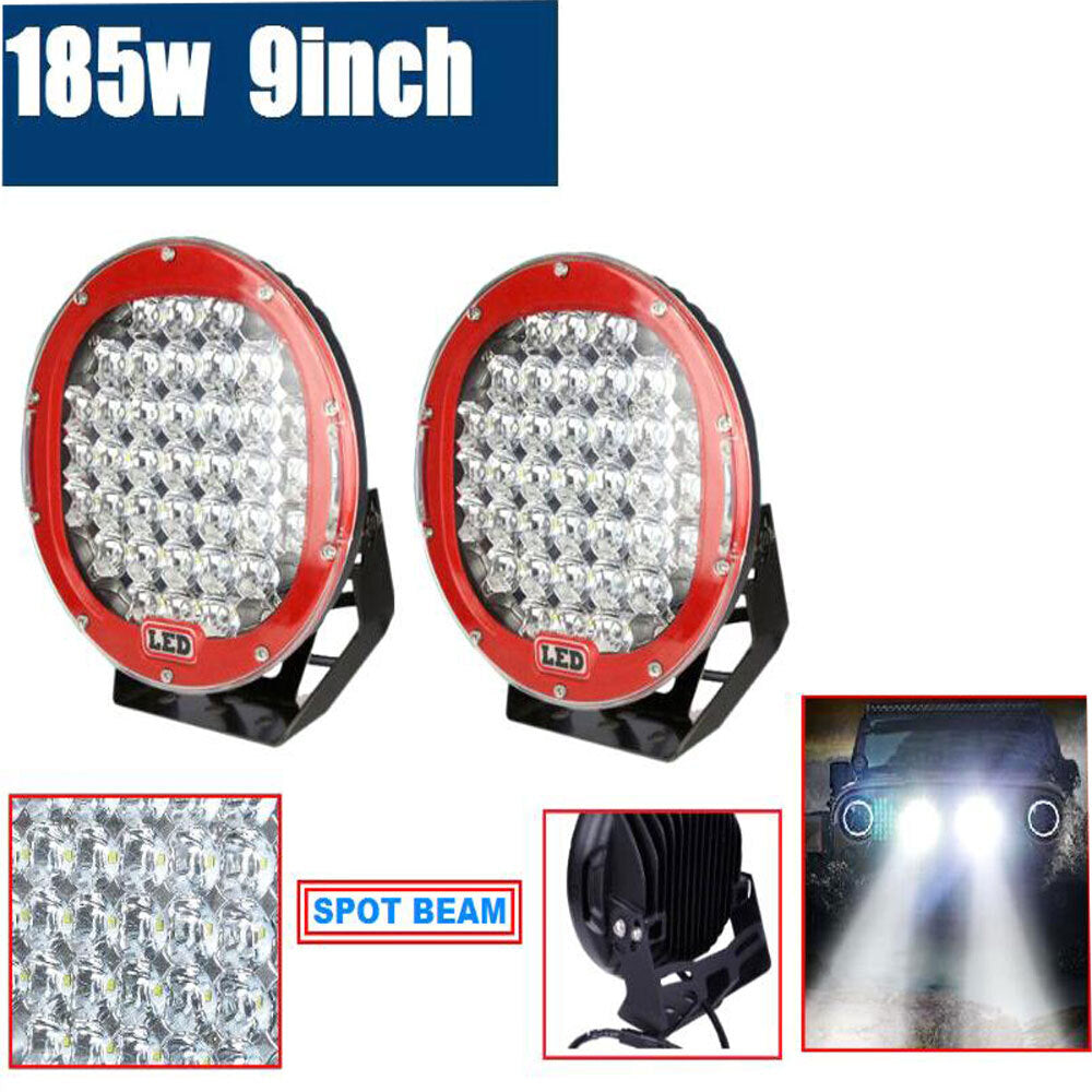 9inch 185w  LED  Driving  Light  Round  Spotlight  Bar  Offroad  4WD  Auto  Lamp Red cover/white light - Premium Car LED Lights from Rapidvehicles - Just $100.09! Shop now at Rapidvehicles