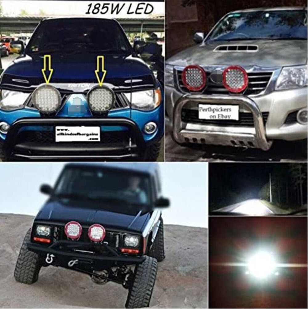 9inch 185w  LED  Driving  Light  Round  Spotlight  Bar  Offroad  4WD  Auto  Lamp Red cover/white light - Premium Car LED Lights from Rapidvehicles - Just $100.09! Shop now at Rapidvehicles