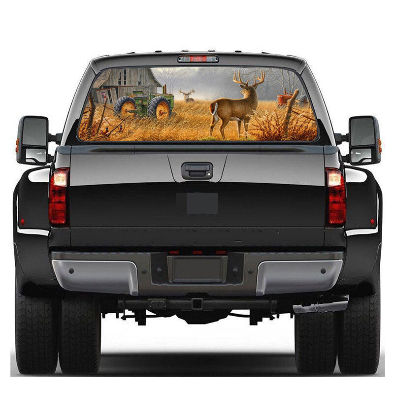 Car Rear Window Sticker Grass Deer Tractor Colorful Rear Windshield Window Waterproof Cars Sticker Decal Decor  168*74CM - Premium Car Stickers & Covers from Rapidvehicles - Just $43.07! Shop now at Rapidvehicles