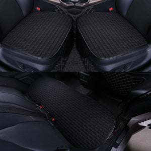 Car Seat Cover set Four Seasons Universal Design Linen Fabric Front Breathable Back Row Protection Cushion Classic black_Small 3-piece suit - Premium Car Seat Cushion from Rapidvehicles - Just $46.99! Shop now at Rapidvehicles