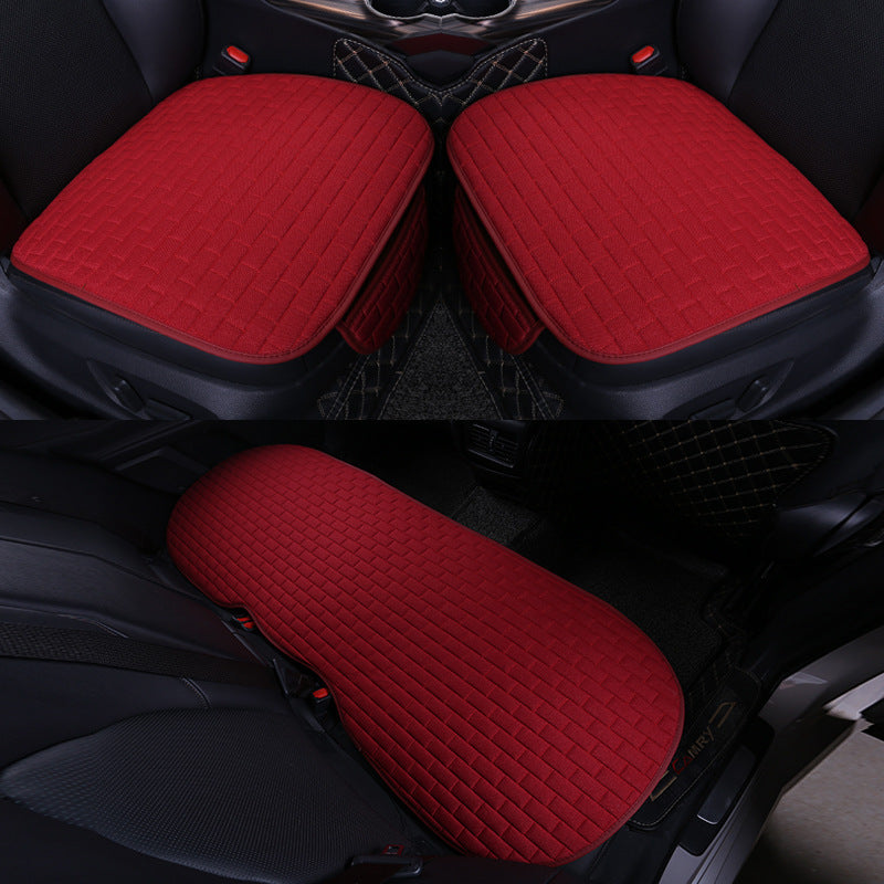 Car Seat Cover set Four Seasons Universal Design Linen Fabric Front Breathable Back Row Protection Cushion Classic black_Small 3-piece suit - Premium Car Seat Cushion from Rapidvehicles - Just $46.99! Shop now at Rapidvehicles