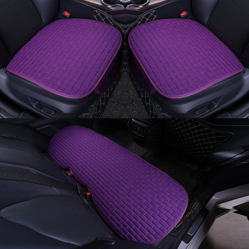 Car Seat Cover set Four Seasons Universal Design Linen Fabric Front Breathable Back Row Protection Cushion Classic black_Small 3-piece suit - Premium Car Seat Cushion from Rapidvehicles - Just $46.99! Shop now at Rapidvehicles