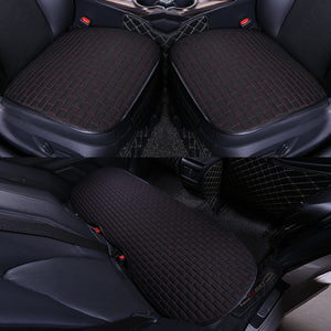 Car Seat Cover set Four Seasons Universal Design Linen Fabric Front Breathable Back Row Protection Cushion Black and red _Small 3-piece suit - Premium Car Seat Cushion from Rapidvehicles - Just $46.99! Shop now at Rapidvehicles