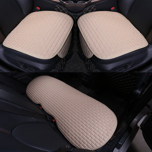 Car Seat Cover set Four Seasons Universal Design Linen Fabric Front Breathable Back Row Protection Cushion Warm  beige _Five-piece suit (small waist) - Premium Car Seat Cushion from Rapidvehicles - Just $68.99! Shop now at Rapidvehicles