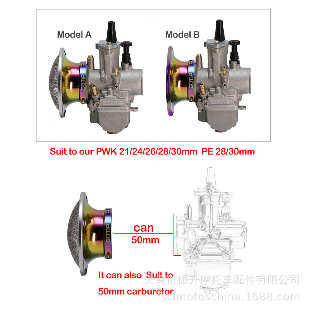 50mm Motorcycle Air Filter Wind Horn Cup Alloy Trumpet with Guaze for PWK28/30mm PE 28/30mm Carburetor 50mm blue - Premium Motorcycle Accessories from Rapidvehicles - Just $28.99! Shop now at Rapidvehicles