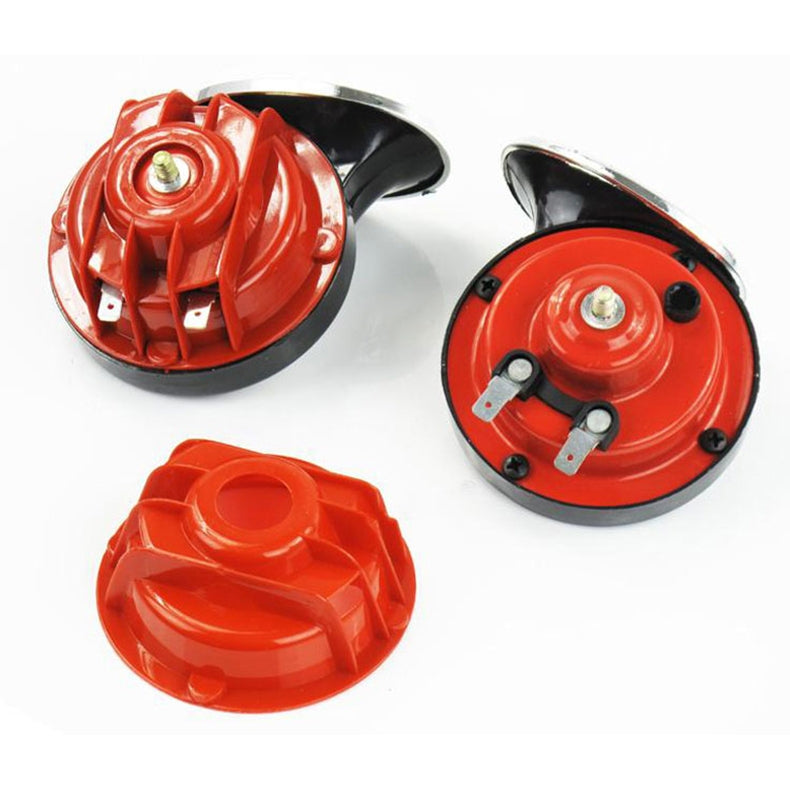 2Pcs 12V/24V Snail Air Horn with Cover Loud Alarm Kit for Car Boat Motorcycle; Red 12V - Premium Motorcycle Accessories from Rapidvehicles - Just $21.99! Shop now at Rapidvehicles