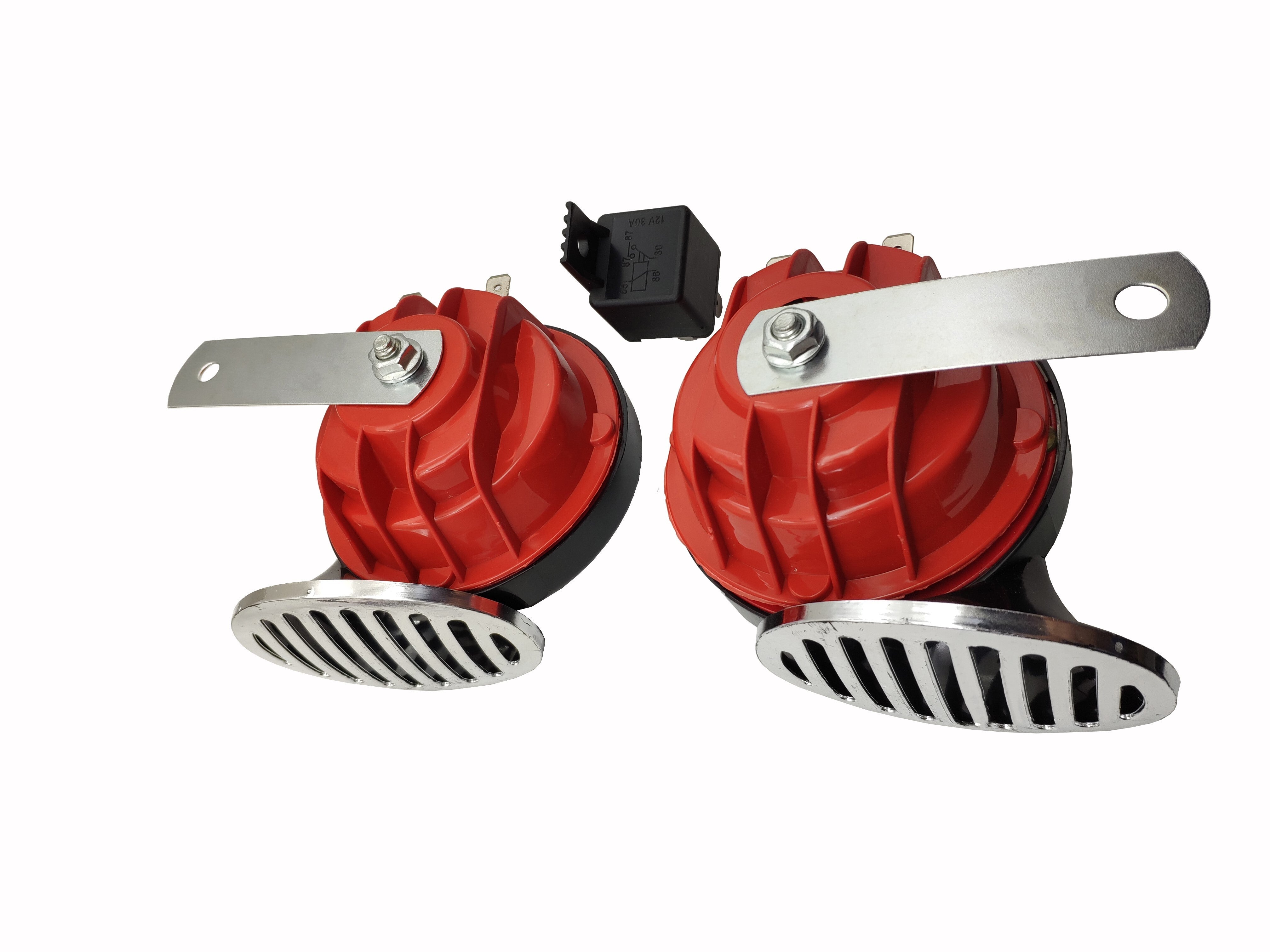 2Pcs 12V/24V Snail Air Horn with Cover Loud Alarm Kit for Car Boat Motorcycle; Red 12V - Premium Motorcycle Accessories from Rapidvehicles - Just $21.99! Shop now at Rapidvehicles