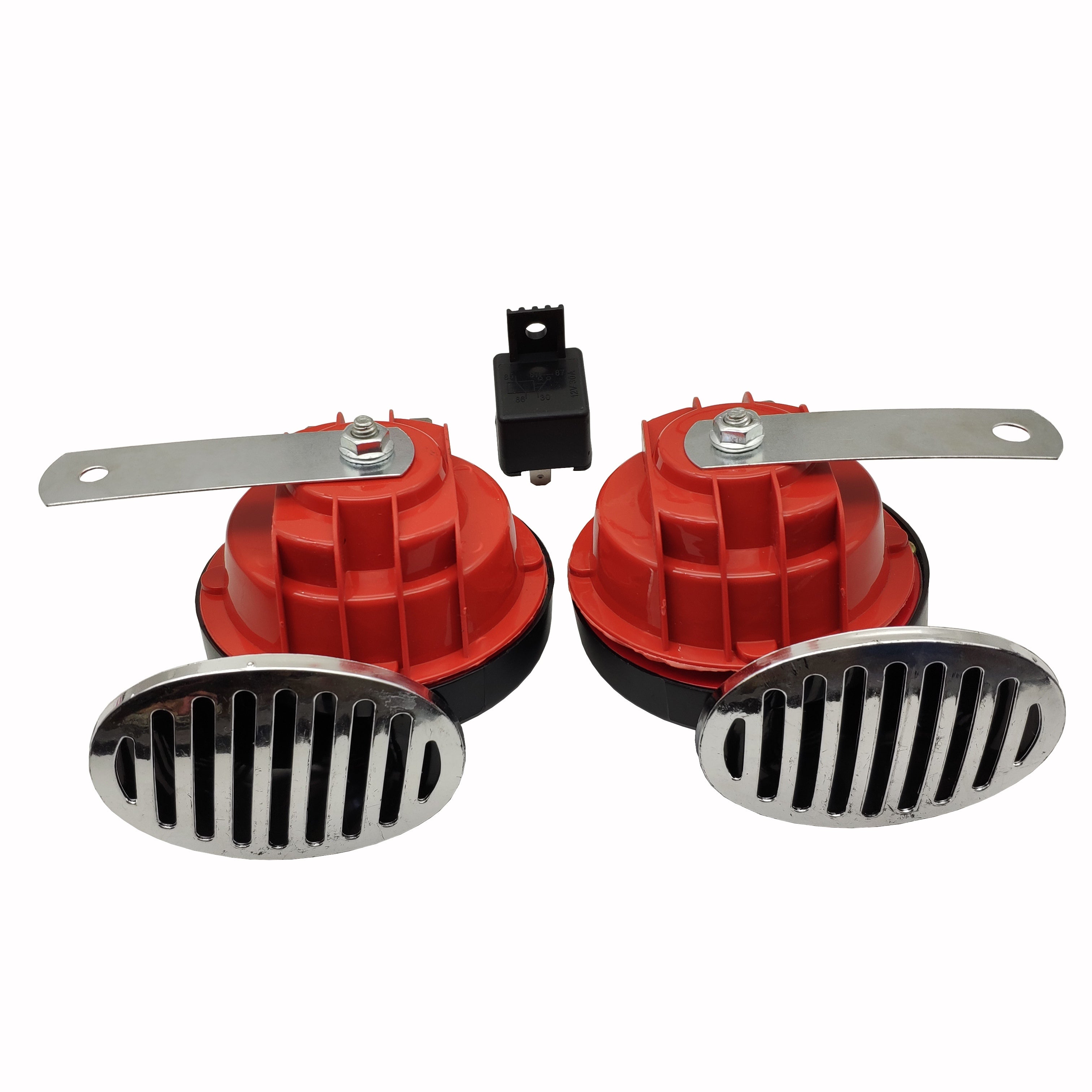 2Pcs 12V/24V Snail Air Horn with Cover Loud Alarm Kit for Car Boat Motorcycle; Red 12V - Premium Motorcycle Accessories from Rapidvehicles - Just $21.99! Shop now at Rapidvehicles