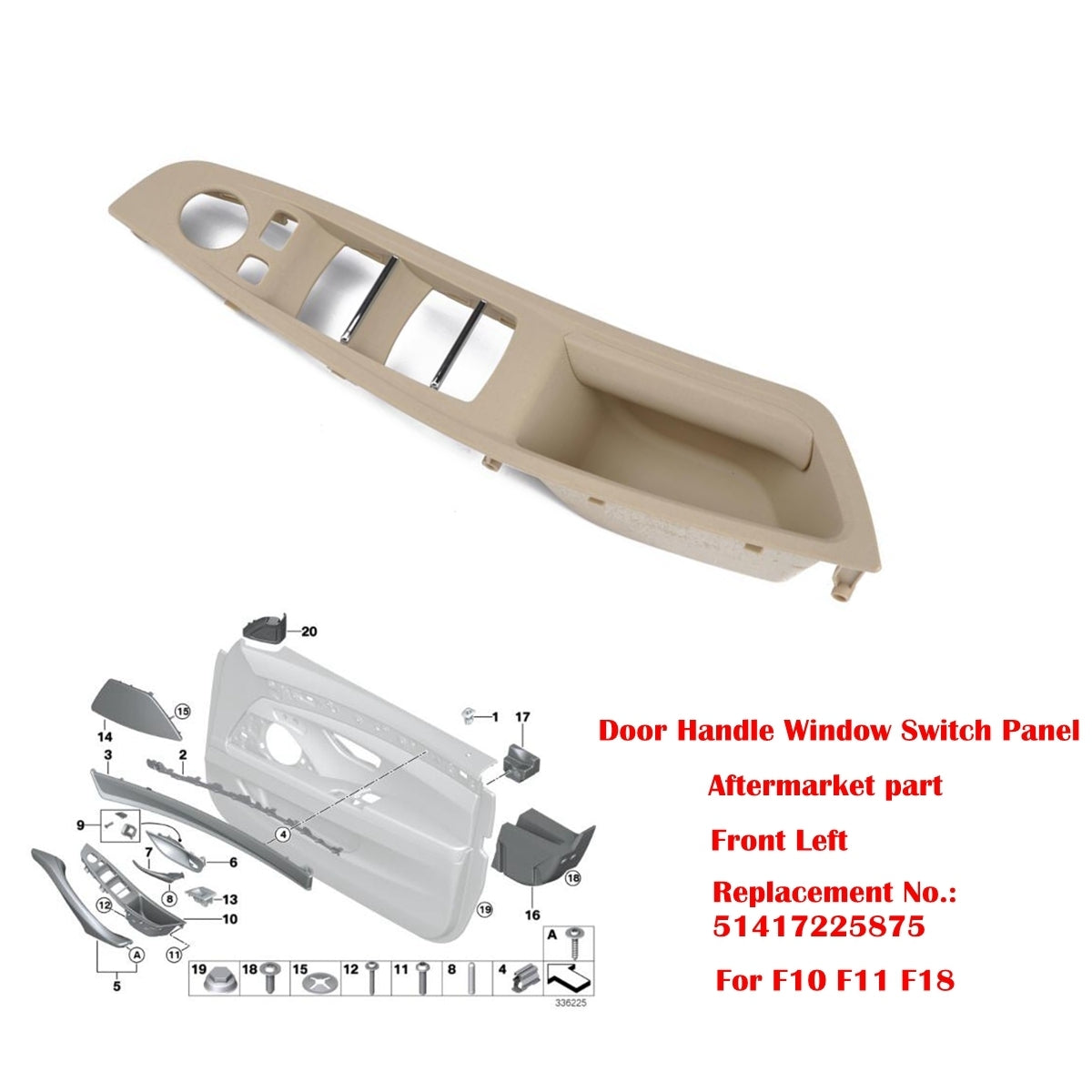 1Set Door Handle Window Switch Panel for BMW 5 Series 520 523 525 F10 F11 51417225873 A1880 beige - Premium Other Exterior Parts from Rapidvehicles - Just $62.26! Shop now at Rapidvehicles