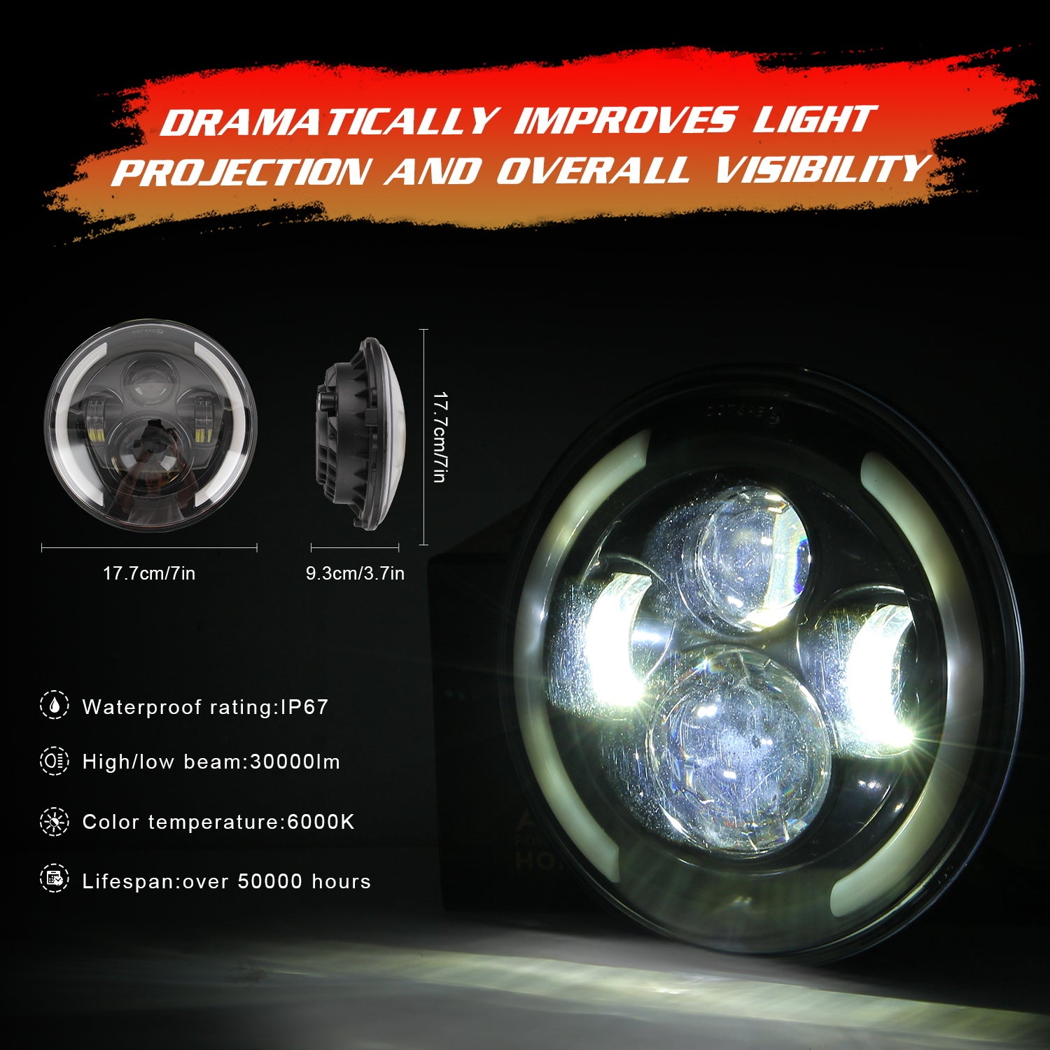 Car Headlights 7 Inch LED Headlights Halo Angle Eye 200W For Jeep Wrangler JK TJ LJ 97-17 C0026 - Premium Car LED Lights from Rapidvehicles - Just $44.52! Shop now at Rapidvehicles