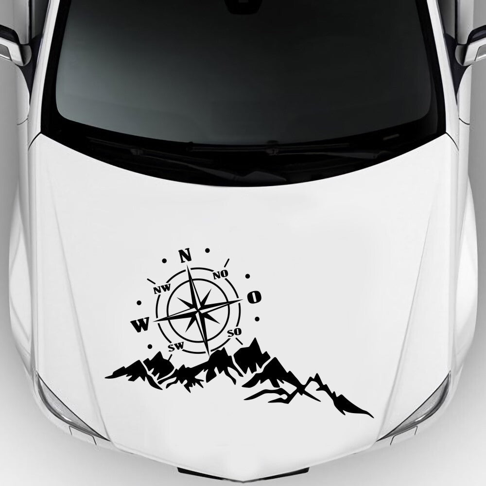 2pcs Vinyl Car Stickers and Decals Mountains Compass Navigation Graphic Sticker Vehicle hood Car Body Sticker black - Premium Car Stickers & Covers from Rapidvehicles - Just $16.60! Shop now at Rapidvehicles