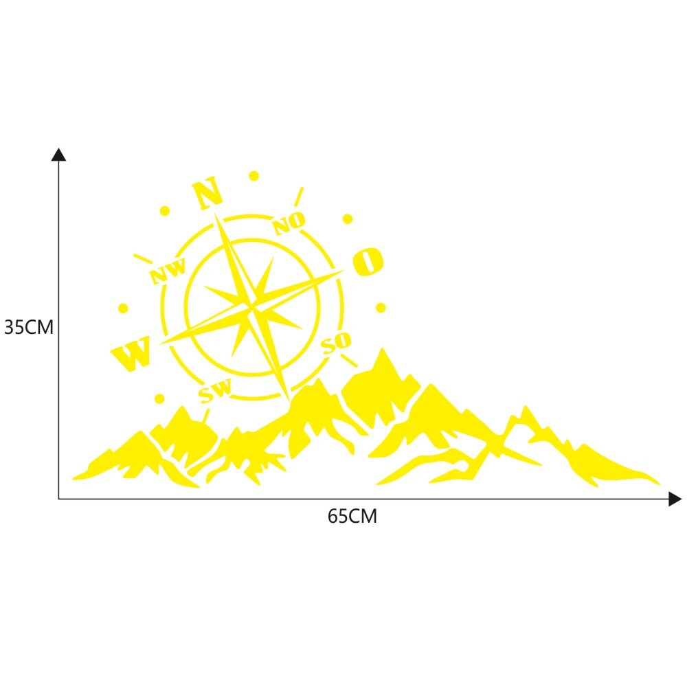 2pcs Vinyl Car Stickers and Decals Mountains Compass Navigation Graphic Sticker Vehicle hood Car Body Sticker yellow - Premium Car Stickers & Covers from Rapidvehicles - Just $16.60! Shop now at Rapidvehicles