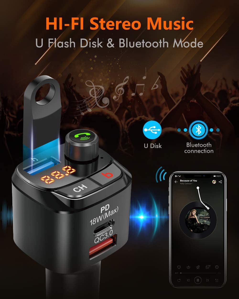 Car Wireless Bluetooth Mp3 Music Player Fm Transmitter Car Charger Hands-free Calling Adapter black - Premium Car Chargers from Rapidvehicles - Just $19.99! Shop now at Rapidvehicles