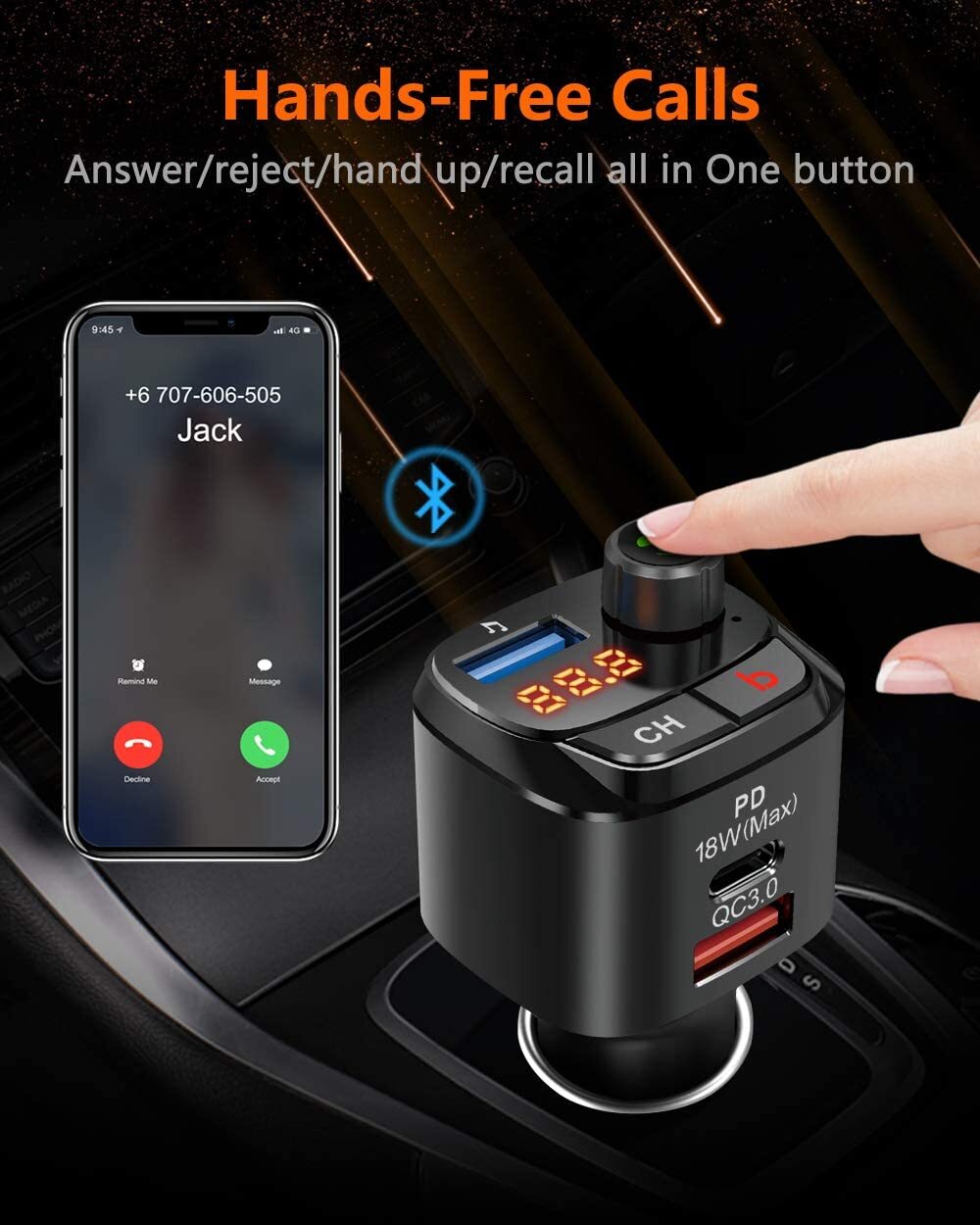 Car Wireless Bluetooth Mp3 Music Player Fm Transmitter Car Charger Hands-free Calling Adapter black - Premium Car Chargers from Rapidvehicles - Just $19.99! Shop now at Rapidvehicles