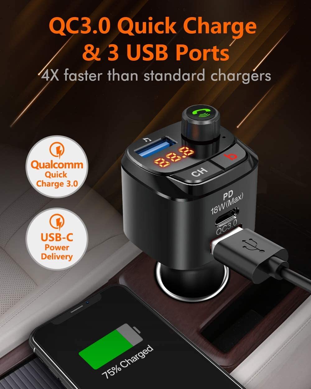 Bt 5.0 Fm Transmitter Car Mp3 Bluetooth Player Car Charger Audio Player black - Premium Car Chargers from Rapidvehicles - Just $22.99! Shop now at Rapidvehicles