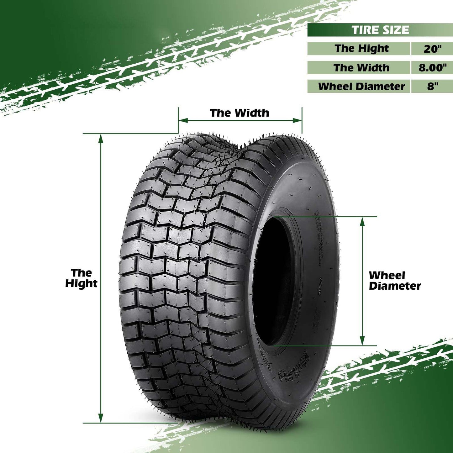 US GARVEE 20x8.00-8 Lawn Mower Tire 2Pcs 20x8x8 20-8-8 Turf Tire - Premium Tire & Wheel Tools from Rapidvehicles - Just $144.89! Shop now at Rapidvehicles